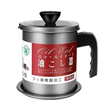 Stainless Steel Oil Filter Pot with Fine Mesh Strainer and Secure Lid