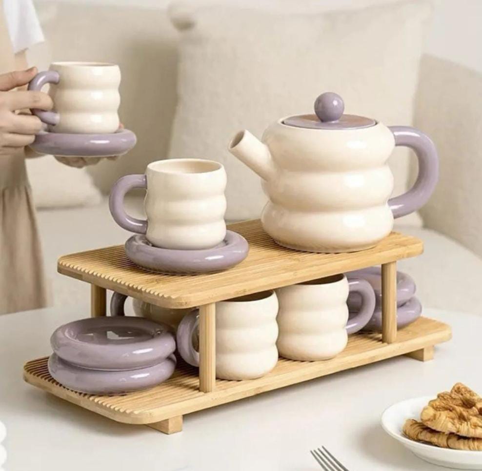 Vintage Inspired 13 Piece Ceramic Tea Set with Elegant Gift Box