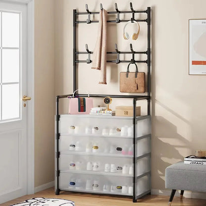 Multi-Functional Shoe and Coat Rack Wide Dustproof Organizer