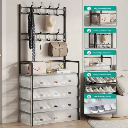 Multi-Functional Shoe and Coat Rack Wide Dustproof Organizer